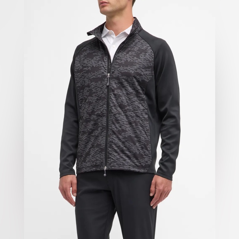 Peter Millar mens L Large black Merge Elite Hybrid golf jacket camouflage EUC